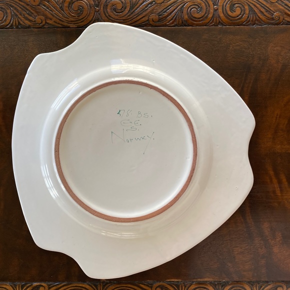 Mid Century Ceramic Elle Keramikk Norwegian Triangle Pottery Plate 11.5" - Picture 2 of 2